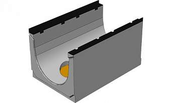 BGM Массивный лоток DN500, №. 25-0, с вертикальным водосливом, без уклона